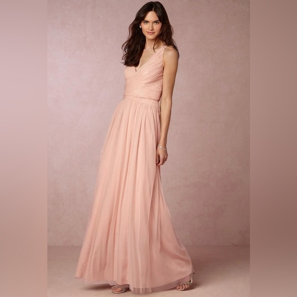 BHLDN Edith Dress Hitherto Wedding Taupe Pink Tulle open back Bridesmaid 2 FLAW - Picture 1 of 12